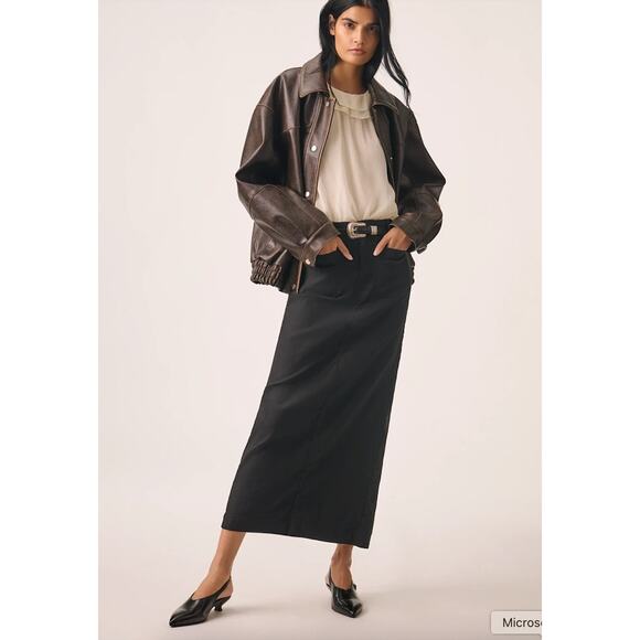 Maeve Black Colette Form Fitting High Rise Front Zip Maxi Skirt S - Picture 10 of 14
